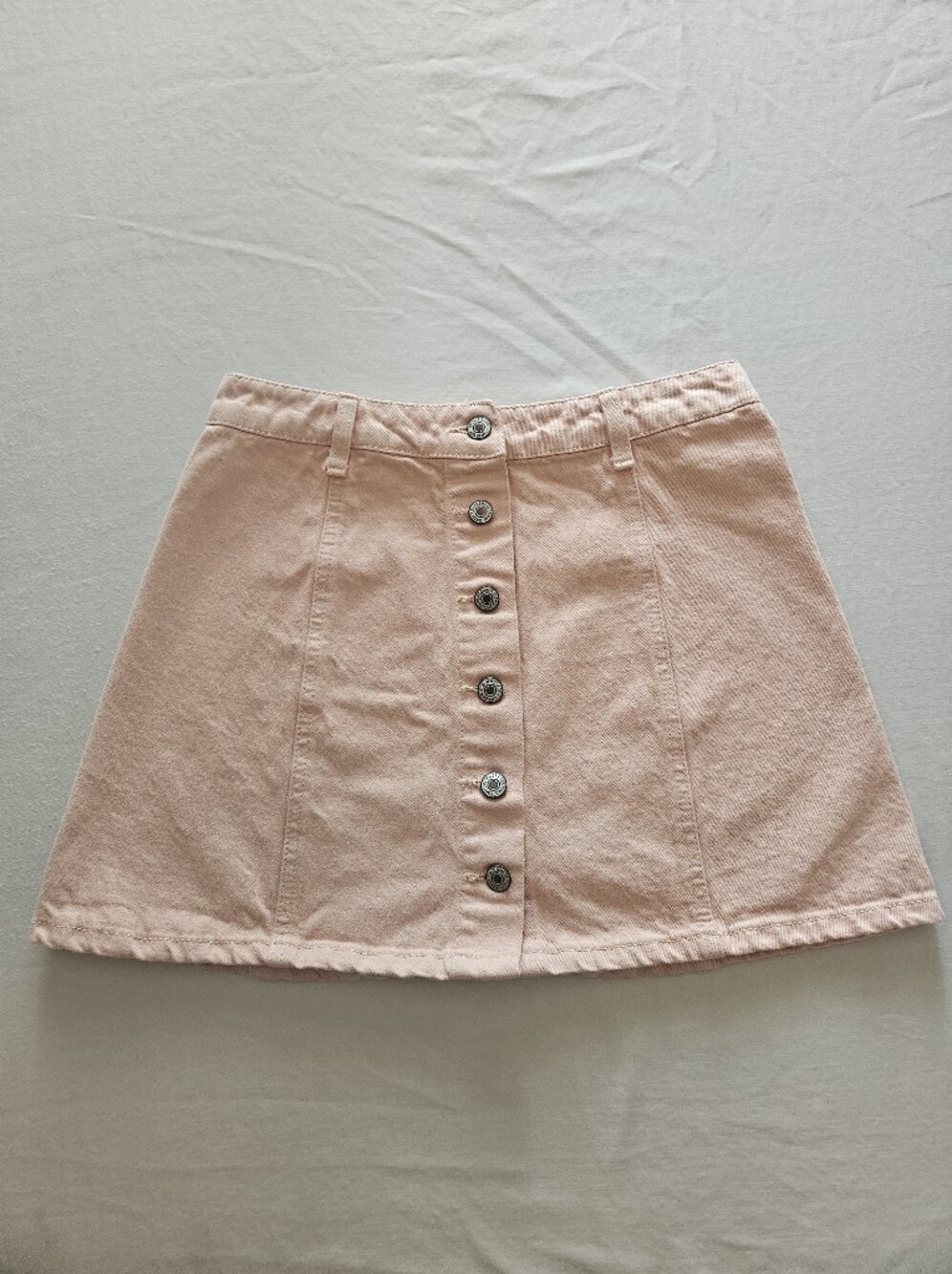 Y2K Forever 21 Denim Blush Pink Button-Front Mini Skirt Size 27/small/4